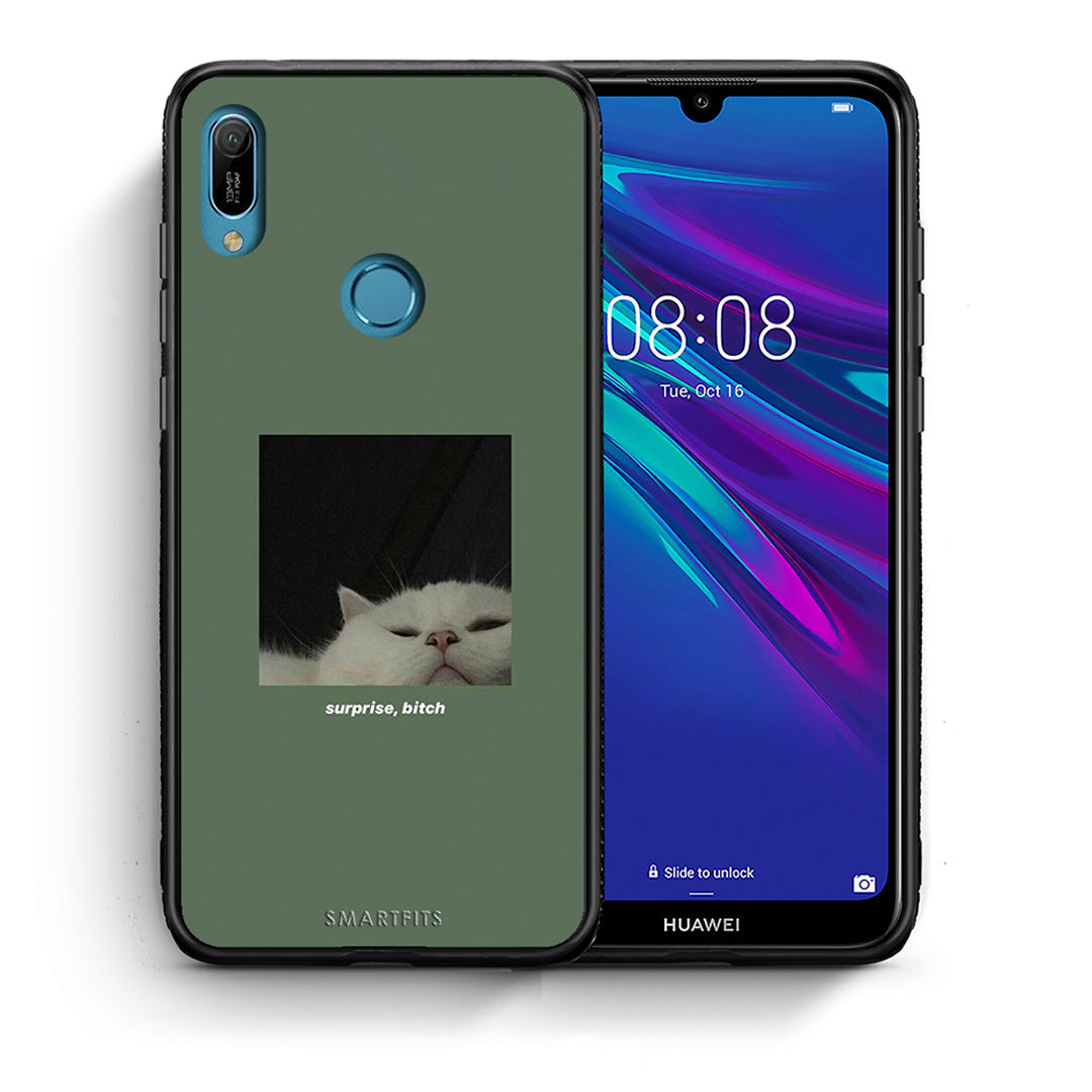 Θήκη Huawei Y6 2019 Bitch Surprise από τη Smartfits με σχέδιο στο πίσω μέρος και μαύρο περίβλημα | Huawei Y6 2019 Bitch Surprise case with colorful back and black bezels