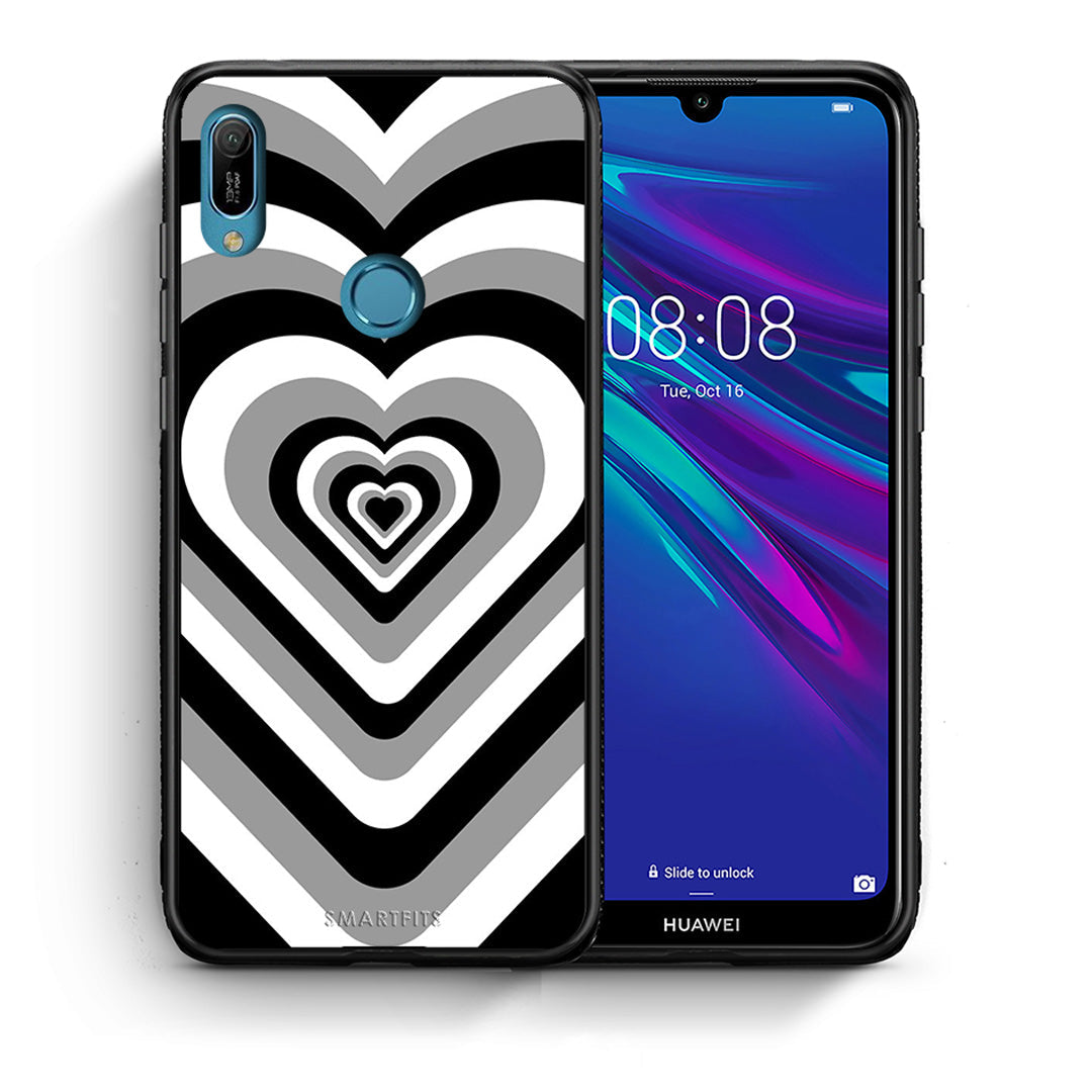 Θήκη Huawei Y6 2019 Black Hearts από τη Smartfits με σχέδιο στο πίσω μέρος και μαύρο περίβλημα | Huawei Y6 2019 Black Hearts case with colorful back and black bezels