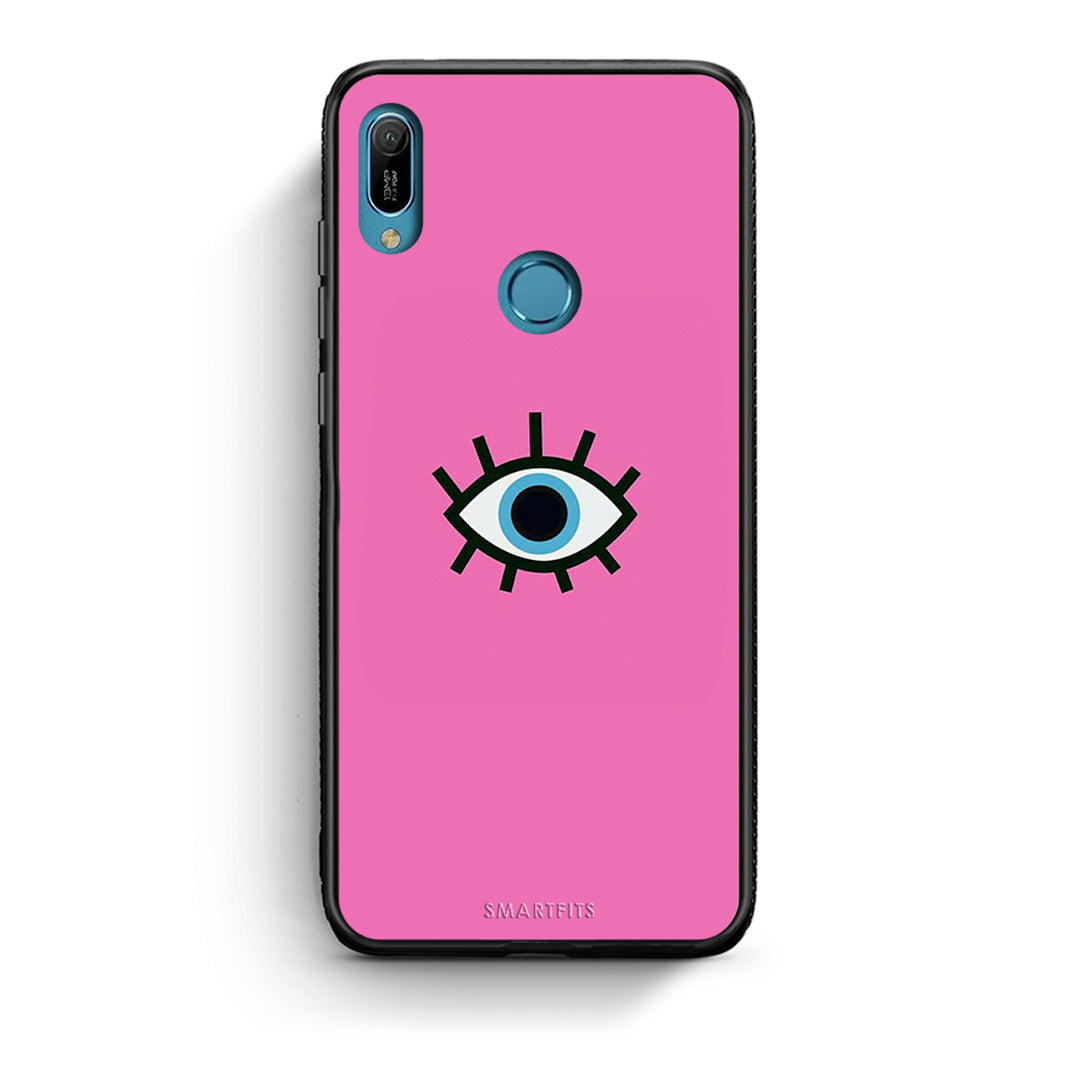 Huawei Y6 2019 Blue Eye Pink θήκη από τη Smartfits με σχέδιο στο πίσω μέρος και μαύρο περίβλημα | Smartphone case with colorful back and black bezels by Smartfits