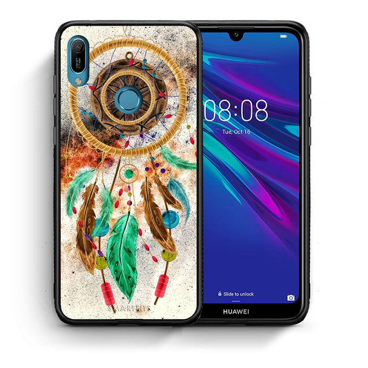 Θήκη Huawei Y6 2019 DreamCatcher Boho από τη Smartfits με σχέδιο στο πίσω μέρος και μαύρο περίβλημα | Huawei Y6 2019 DreamCatcher Boho case with colorful back and black bezels