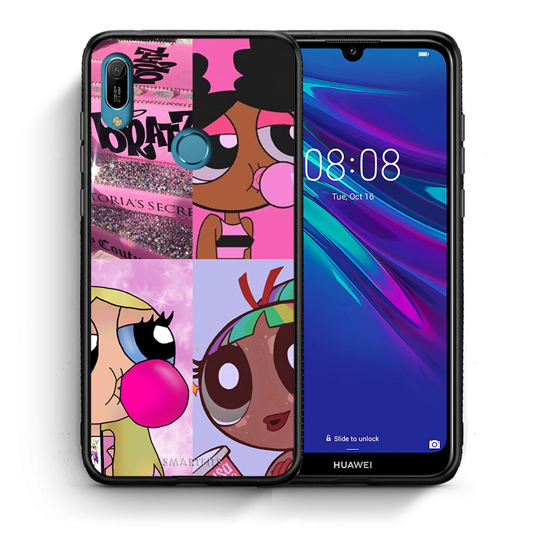 Θήκη Αγίου Βαλεντίνου Huawei Y6 2019 Bubble Girls από τη Smartfits με σχέδιο στο πίσω μέρος και μαύρο περίβλημα | Huawei Y6 2019 Bubble Girls case with colorful back and black bezels