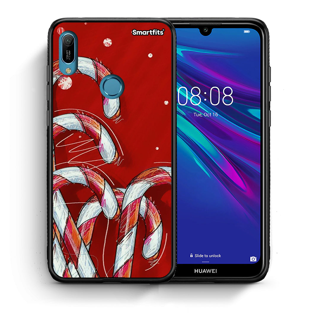 Θήκη Huawei Y6 2019 Candy Cane από τη Smartfits με σχέδιο στο πίσω μέρος και μαύρο περίβλημα | Huawei Y6 2019 Candy Cane case with colorful back and black bezels