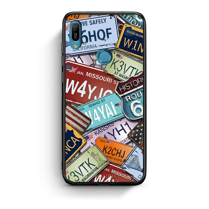 Huawei Y6 2019 Car Plates θήκη από τη Smartfits με σχέδιο στο πίσω μέρος και μαύρο περίβλημα | Smartphone case with colorful back and black bezels by Smartfits