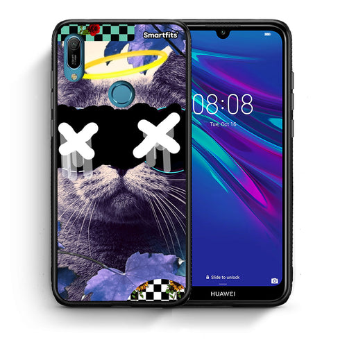 Θήκη Huawei Y6 2019 Cat Collage από τη Smartfits με σχέδιο στο πίσω μέρος και μαύρο περίβλημα | Huawei Y6 2019 Cat Collage case with colorful back and black bezels