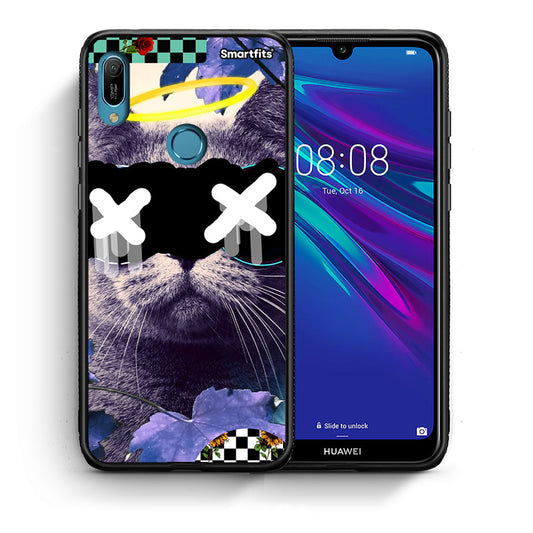 Θήκη Huawei Y6 2019 Cat Collage από τη Smartfits με σχέδιο στο πίσω μέρος και μαύρο περίβλημα | Huawei Y6 2019 Cat Collage case with colorful back and black bezels