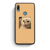 Thumbnail for Huawei Y6 2019 Cat Tongue θήκη από τη Smartfits με σχέδιο στο πίσω μέρος και μαύρο περίβλημα | Smartphone case with colorful back and black bezels by Smartfits