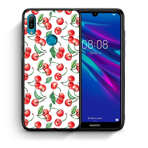 Θήκη Huawei Y6 2019 Cherry Summer από τη Smartfits με σχέδιο στο πίσω μέρος και μαύρο περίβλημα | Huawei Y6 2019 Cherry Summer case with colorful back and black bezels