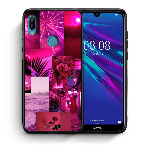 Θήκη Αγίου Βαλεντίνου Huawei Y6 2019 Collage Red Roses από τη Smartfits με σχέδιο στο πίσω μέρος και μαύρο περίβλημα | Huawei Y6 2019 Collage Red Roses case with colorful back and black bezels