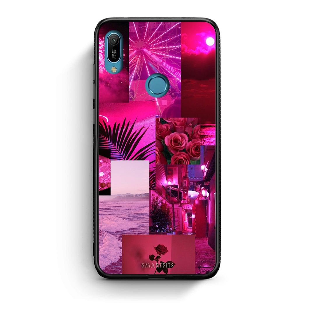 Huawei Y6 2019 Collage Red Roses Θήκη Αγίου Βαλεντίνου από τη Smartfits με σχέδιο στο πίσω μέρος και μαύρο περίβλημα | Smartphone case with colorful back and black bezels by Smartfits
