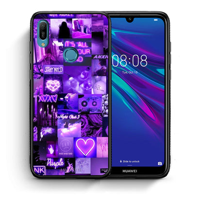 Θήκη Αγίου Βαλεντίνου Huawei Y6 2019 Collage Stay Wild από τη Smartfits με σχέδιο στο πίσω μέρος και μαύρο περίβλημα | Huawei Y6 2019 Collage Stay Wild case with colorful back and black bezels