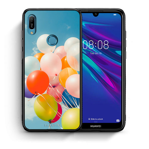 Θήκη Huawei Y6 2019 Colorful Balloons από τη Smartfits με σχέδιο στο πίσω μέρος και μαύρο περίβλημα | Huawei Y6 2019 Colorful Balloons case with colorful back and black bezels