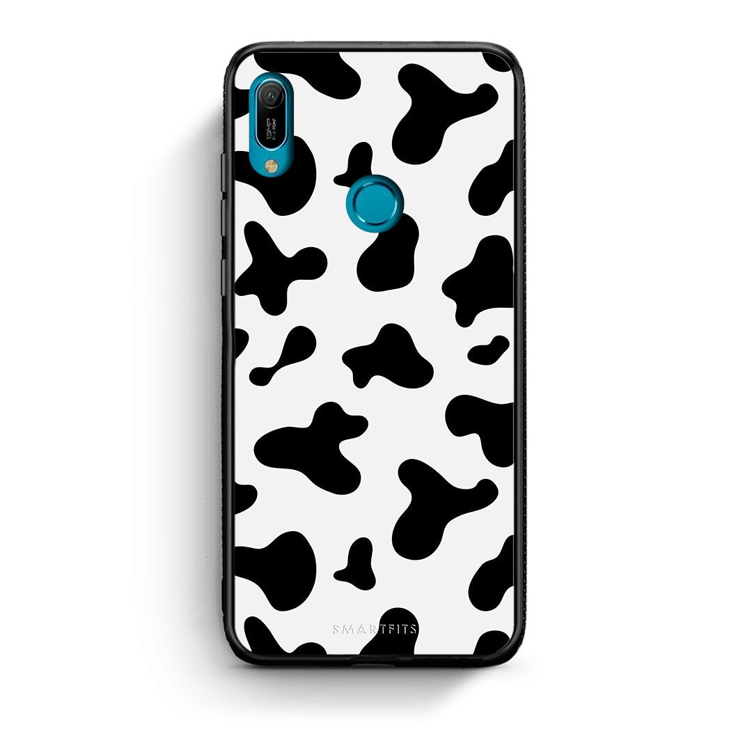 Huawei Y6 2019 Cow Print θήκη από τη Smartfits με σχέδιο στο πίσω μέρος και μαύρο περίβλημα | Smartphone case with colorful back and black bezels by Smartfits