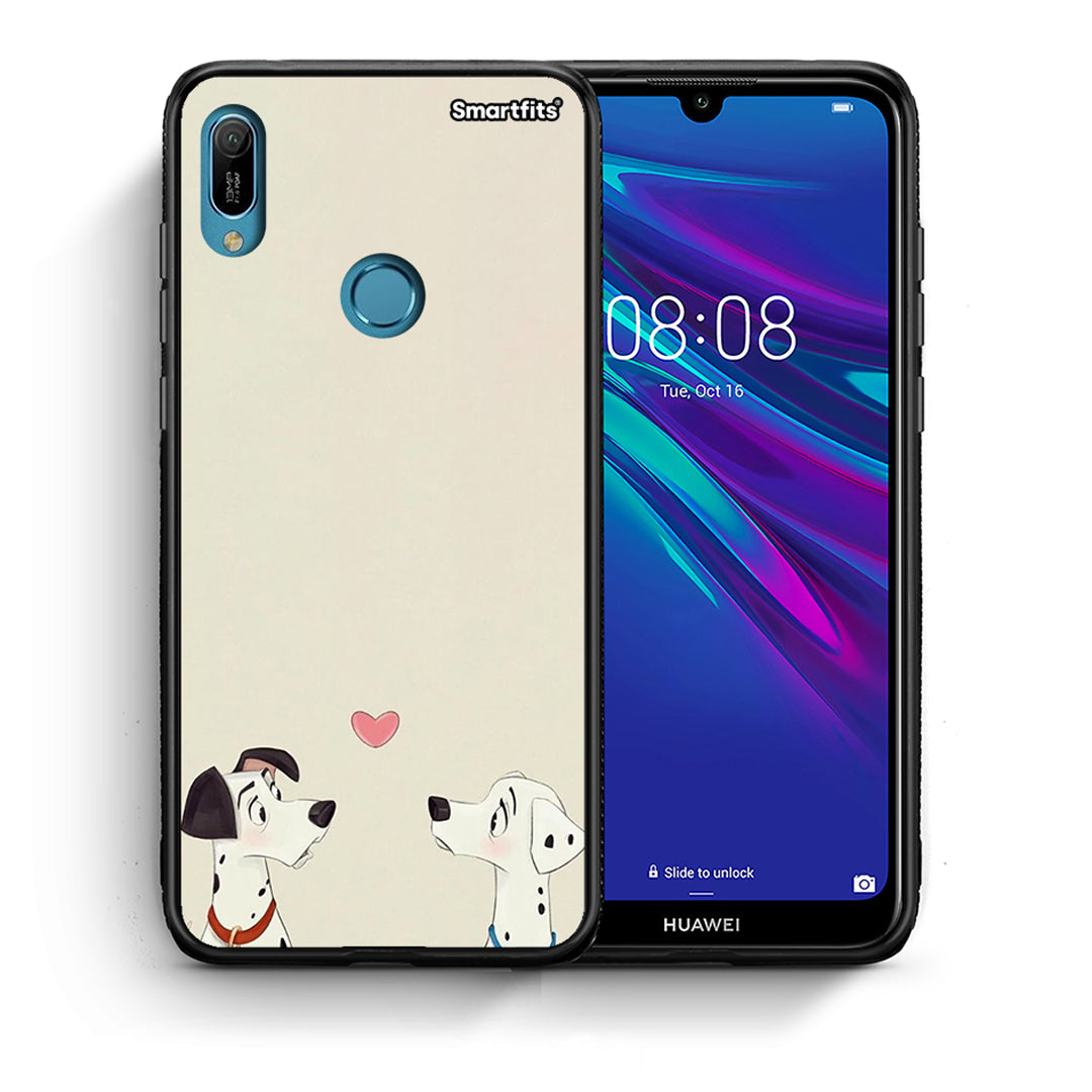 Θήκη Huawei Y6 2019 Dalmatians Love από τη Smartfits με σχέδιο στο πίσω μέρος και μαύρο περίβλημα | Huawei Y6 2019 Dalmatians Love case with colorful back and black bezels