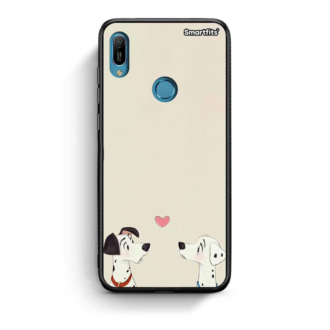 Huawei Y6 2019 Dalmatians Love θήκη από τη Smartfits με σχέδιο στο πίσω μέρος και μαύρο περίβλημα | Smartphone case with colorful back and black bezels by Smartfits