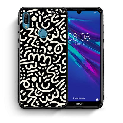 Θήκη Huawei Y6 2019 Doodle Art από τη Smartfits με σχέδιο στο πίσω μέρος και μαύρο περίβλημα | Huawei Y6 2019 Doodle Art case with colorful back and black bezels