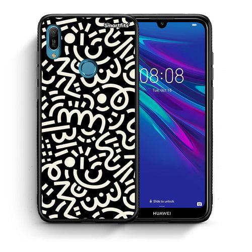 Θήκη Huawei Y6 2019 Doodle Art από τη Smartfits με σχέδιο στο πίσω μέρος και μαύρο περίβλημα | Huawei Y6 2019 Doodle Art case with colorful back and black bezels