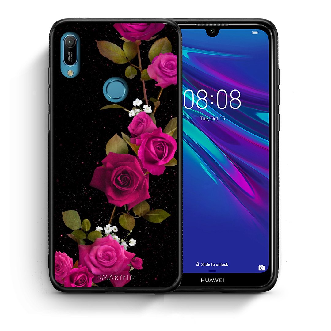 Θήκη Huawei Y6 2019 Red Roses Flower από τη Smartfits με σχέδιο στο πίσω μέρος και μαύρο περίβλημα | Huawei Y6 2019 Red Roses Flower case with colorful back and black bezels