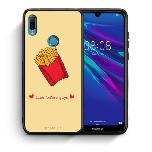 Θήκη Αγίου Βαλεντίνου Huawei Y6 2019 Fries Before Guys από τη Smartfits με σχέδιο στο πίσω μέρος και μαύρο περίβλημα | Huawei Y6 2019 Fries Before Guys case with colorful back and black bezels