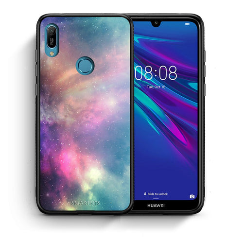 Θήκη Huawei Y6 2019 Rainbow Galaxy από τη Smartfits με σχέδιο στο πίσω μέρος και μαύρο περίβλημα | Huawei Y6 2019 Rainbow Galaxy case with colorful back and black bezels
