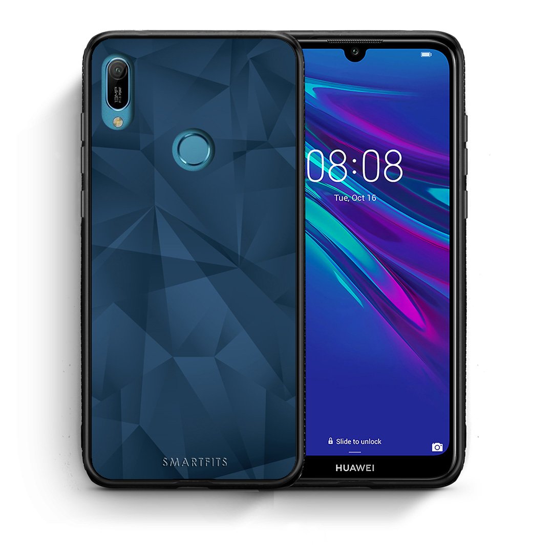 Θήκη Huawei Y6 2019 Blue Abstract Geometric από τη Smartfits με σχέδιο στο πίσω μέρος και μαύρο περίβλημα | Huawei Y6 2019 Blue Abstract Geometric case with colorful back and black bezels