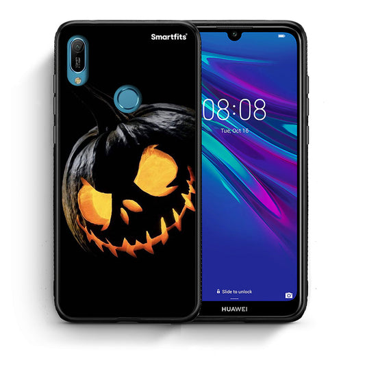 Θήκη Huawei Y6 2019 Halloween Scary Pumpkin από τη Smartfits με σχέδιο στο πίσω μέρος και μαύρο περίβλημα | Huawei Y6 2019 Halloween Scary Pumpkin case with colorful back and black bezels