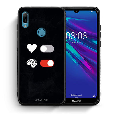Θήκη Αγίου Βαλεντίνου Huawei Y6 2019 Heart Vs Brain από τη Smartfits με σχέδιο στο πίσω μέρος και μαύρο περίβλημα | Huawei Y6 2019 Heart Vs Brain case with colorful back and black bezels