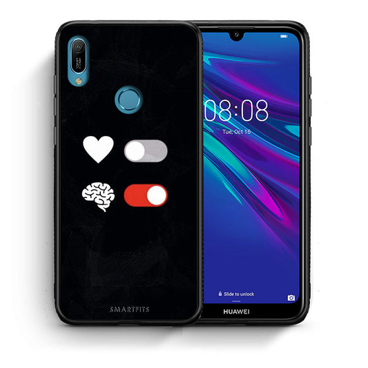 Θήκη Αγίου Βαλεντίνου Huawei Y6 2019 Heart Vs Brain από τη Smartfits με σχέδιο στο πίσω μέρος και μαύρο περίβλημα | Huawei Y6 2019 Heart Vs Brain case with colorful back and black bezels