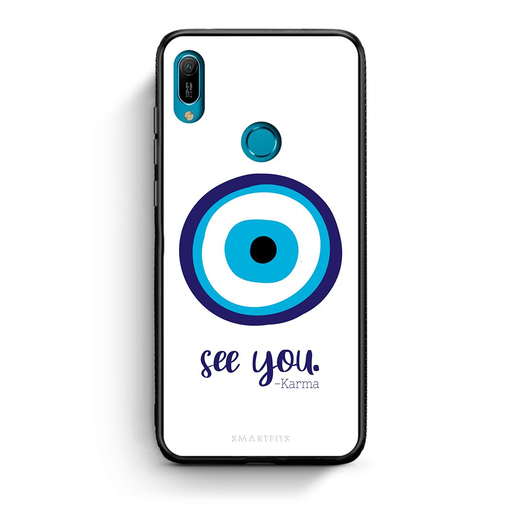 Huawei Y6 2019 Karma Says θήκη από τη Smartfits με σχέδιο στο πίσω μέρος και μαύρο περίβλημα | Smartphone case with colorful back and black bezels by Smartfits