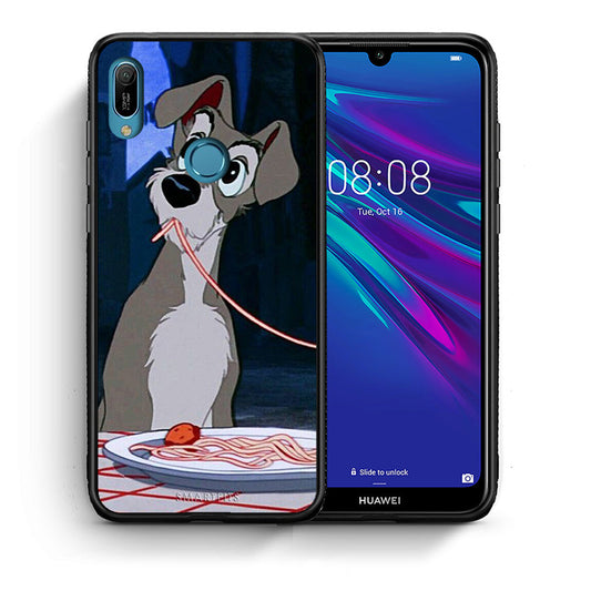 Θήκη Αγίου Βαλεντίνου Huawei Y6 2019 Lady And Tramp 1 από τη Smartfits με σχέδιο στο πίσω μέρος και μαύρο περίβλημα | Huawei Y6 2019 Lady And Tramp 1 case with colorful back and black bezels