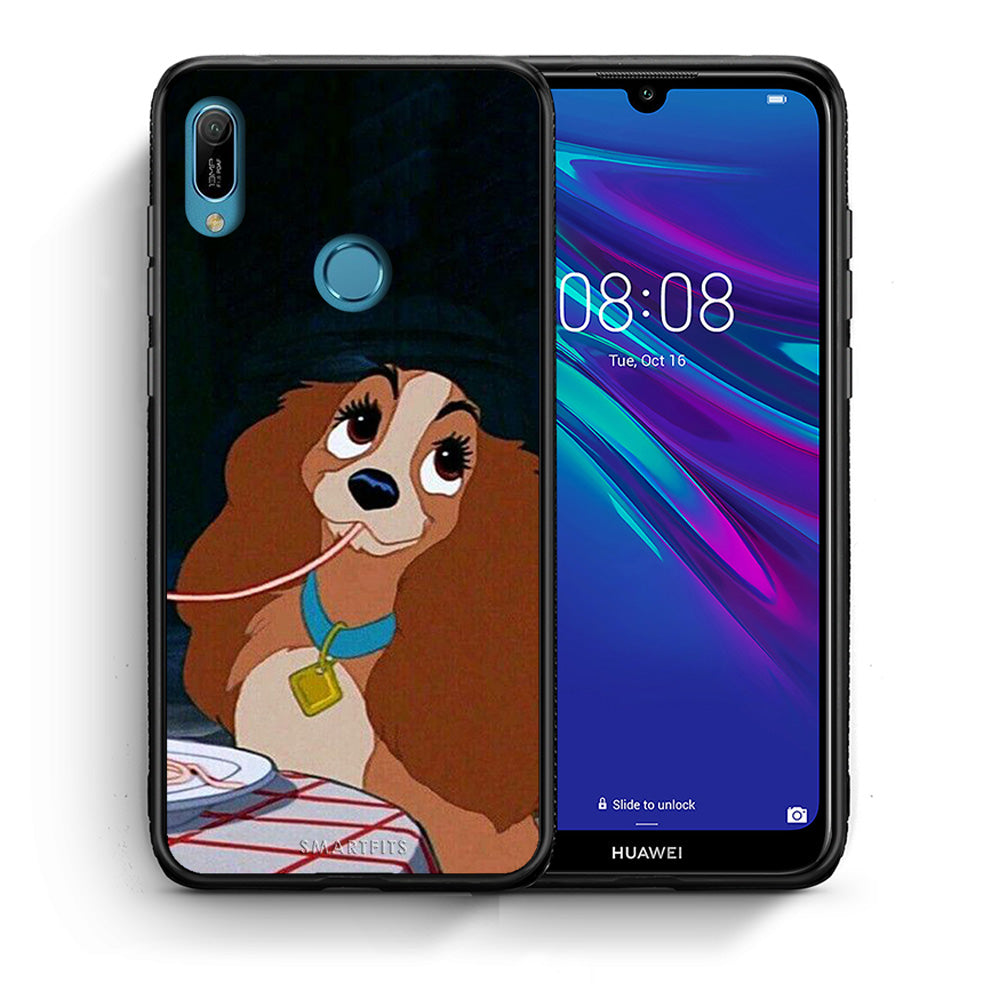 Θήκη Αγίου Βαλεντίνου Huawei Y6 2019 Lady And Tramp 2 από τη Smartfits με σχέδιο στο πίσω μέρος και μαύρο περίβλημα | Huawei Y6 2019 Lady And Tramp 2 case with colorful back and black bezels