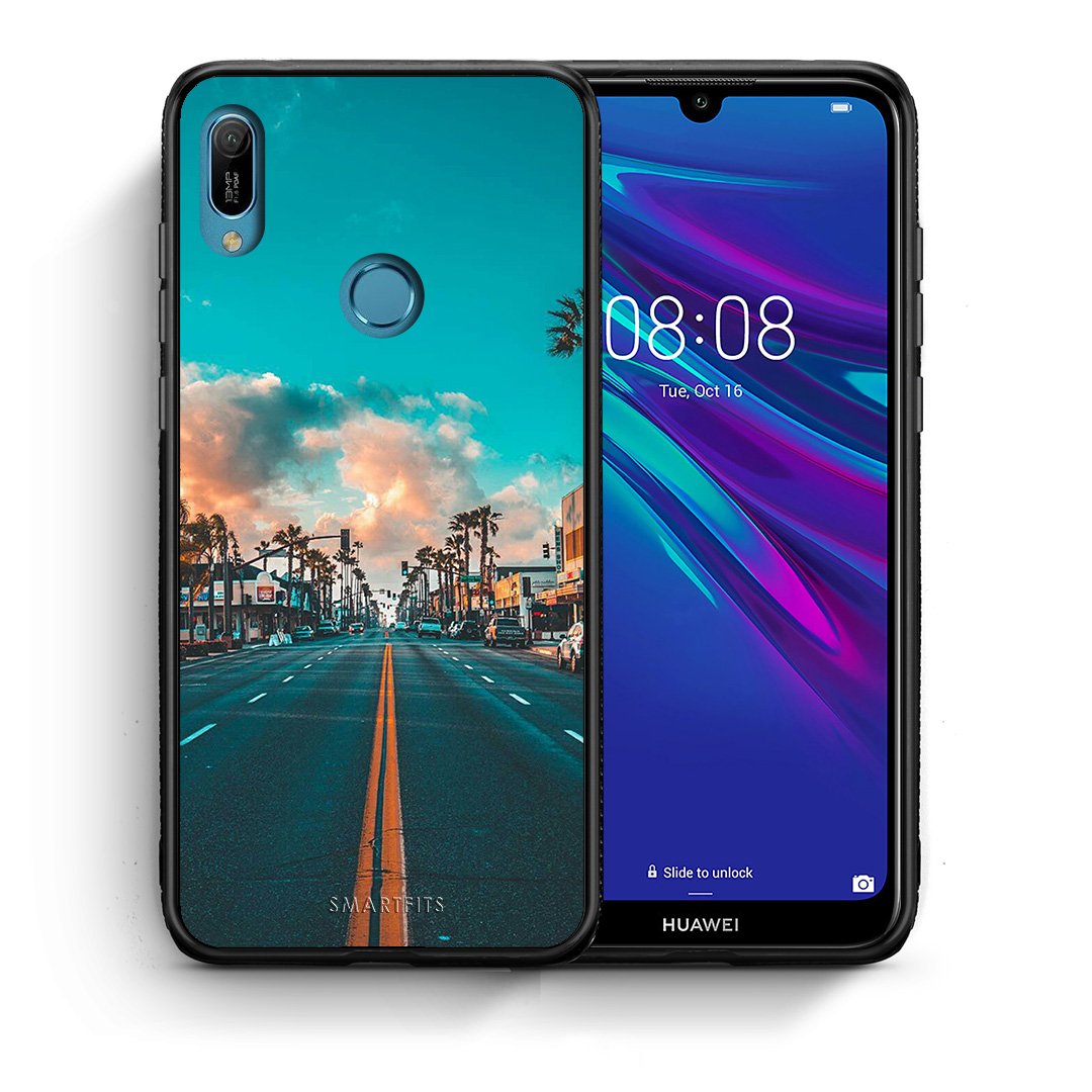 Θήκη Huawei Y6 2019 City Landscape από τη Smartfits με σχέδιο στο πίσω μέρος και μαύρο περίβλημα | Huawei Y6 2019 City Landscape case with colorful back and black bezels