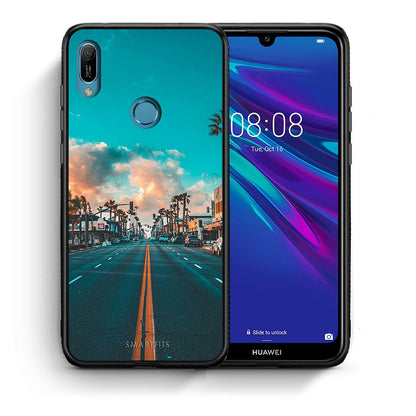 Θήκη Huawei Y6 2019 City Landscape από τη Smartfits με σχέδιο στο πίσω μέρος και μαύρο περίβλημα | Huawei Y6 2019 City Landscape case with colorful back and black bezels