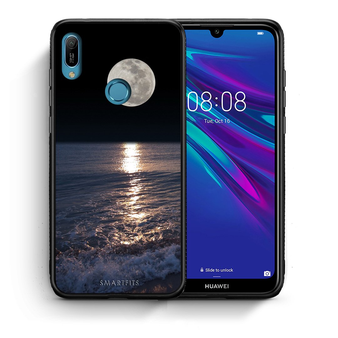 Θήκη Huawei Y6 2019 Moon Landscape από τη Smartfits με σχέδιο στο πίσω μέρος και μαύρο περίβλημα | Huawei Y6 2019 Moon Landscape case with colorful back and black bezels
