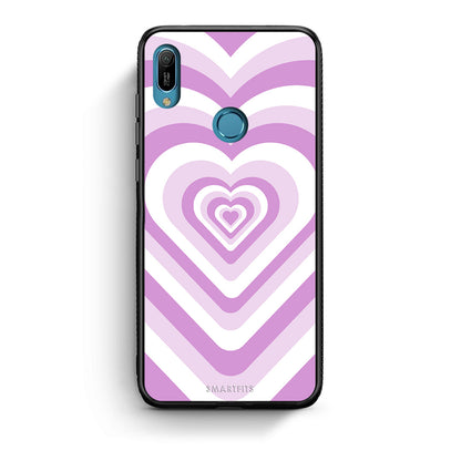 Huawei Y6 2019 Lilac Hearts θήκη από τη Smartfits με σχέδιο στο πίσω μέρος και μαύρο περίβλημα | Smartphone case with colorful back and black bezels by Smartfits