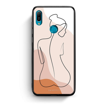 Huawei Y6 2019 LineArt Woman θήκη από τη Smartfits με σχέδιο στο πίσω μέρος και μαύρο περίβλημα | Smartphone case with colorful back and black bezels by Smartfits