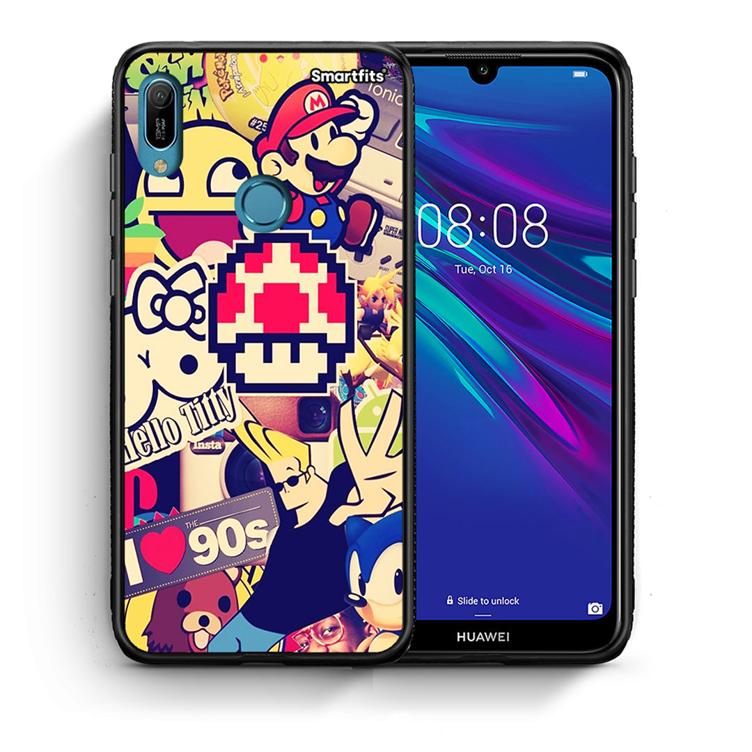Θήκη Huawei Y6 2019 Love The 90s από τη Smartfits με σχέδιο στο πίσω μέρος και μαύρο περίβλημα | Huawei Y6 2019 Love The 90s case with colorful back and black bezels