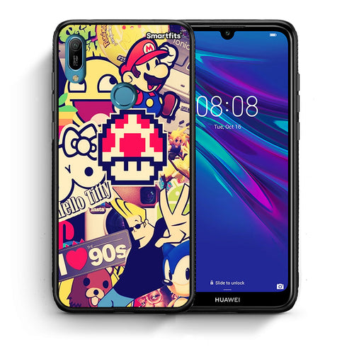 Θήκη Huawei Y6 2019 Love The 90s από τη Smartfits με σχέδιο στο πίσω μέρος και μαύρο περίβλημα | Huawei Y6 2019 Love The 90s case with colorful back and black bezels