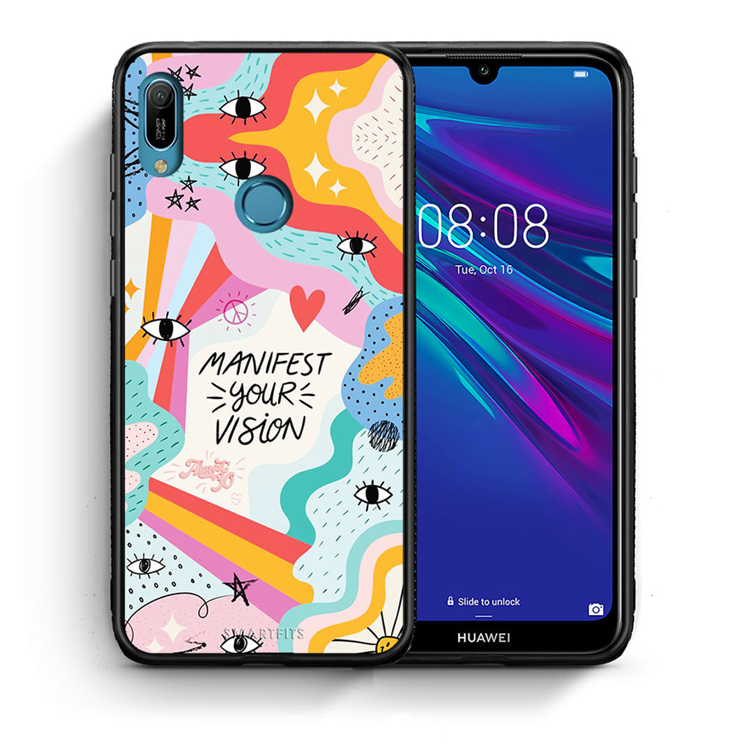 Θήκη Huawei Y6 2019 Manifest Your Vision από τη Smartfits με σχέδιο στο πίσω μέρος και μαύρο περίβλημα | Huawei Y6 2019 Manifest Your Vision case with colorful back and black bezels
