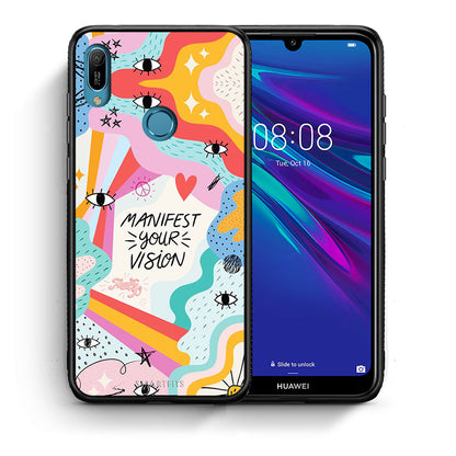 Θήκη Huawei Y6 2019 Manifest Your Vision από τη Smartfits με σχέδιο στο πίσω μέρος και μαύρο περίβλημα | Huawei Y6 2019 Manifest Your Vision case with colorful back and black bezels