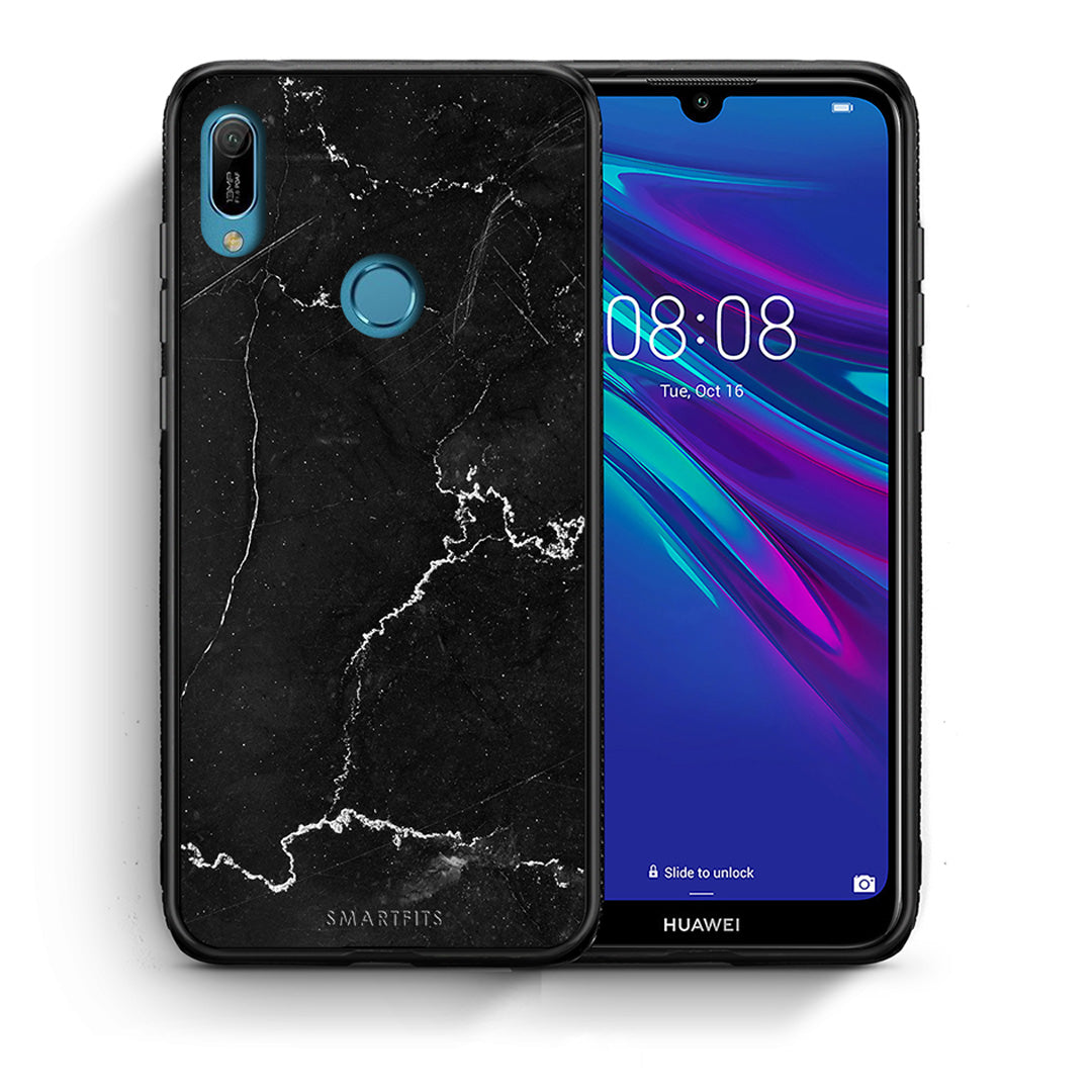 Θήκη Huawei Y6 2019 Marble Black από τη Smartfits με σχέδιο στο πίσω μέρος και μαύρο περίβλημα | Huawei Y6 2019 Marble Black case with colorful back and black bezels