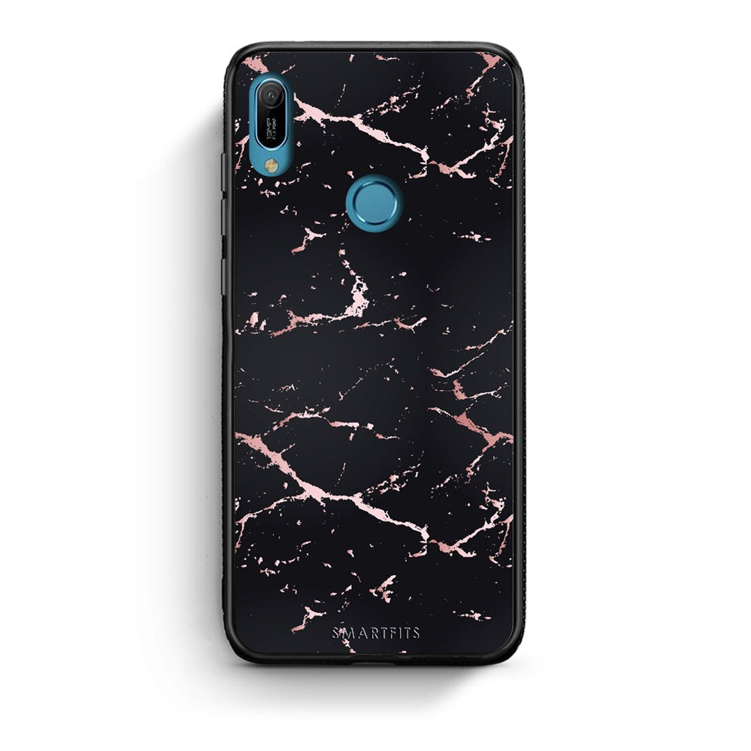 4 - Huawei Y6 2019 Black Rosegold Marble case, cover, bumper