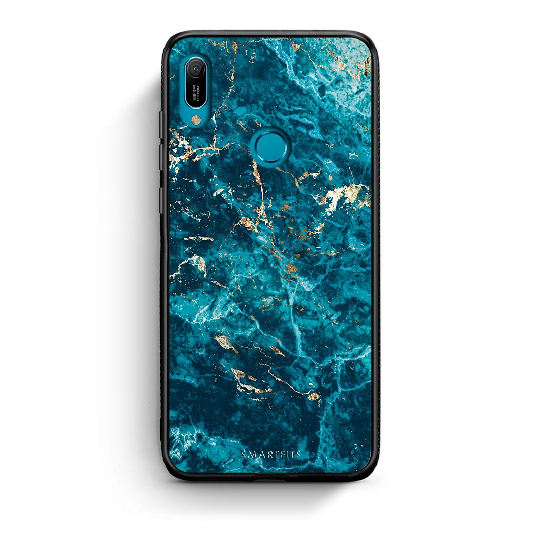 Huawei Y6 2019 Marble Blue θήκη από τη Smartfits με σχέδιο στο πίσω μέρος και μαύρο περίβλημα | Smartphone case with colorful back and black bezels by Smartfits