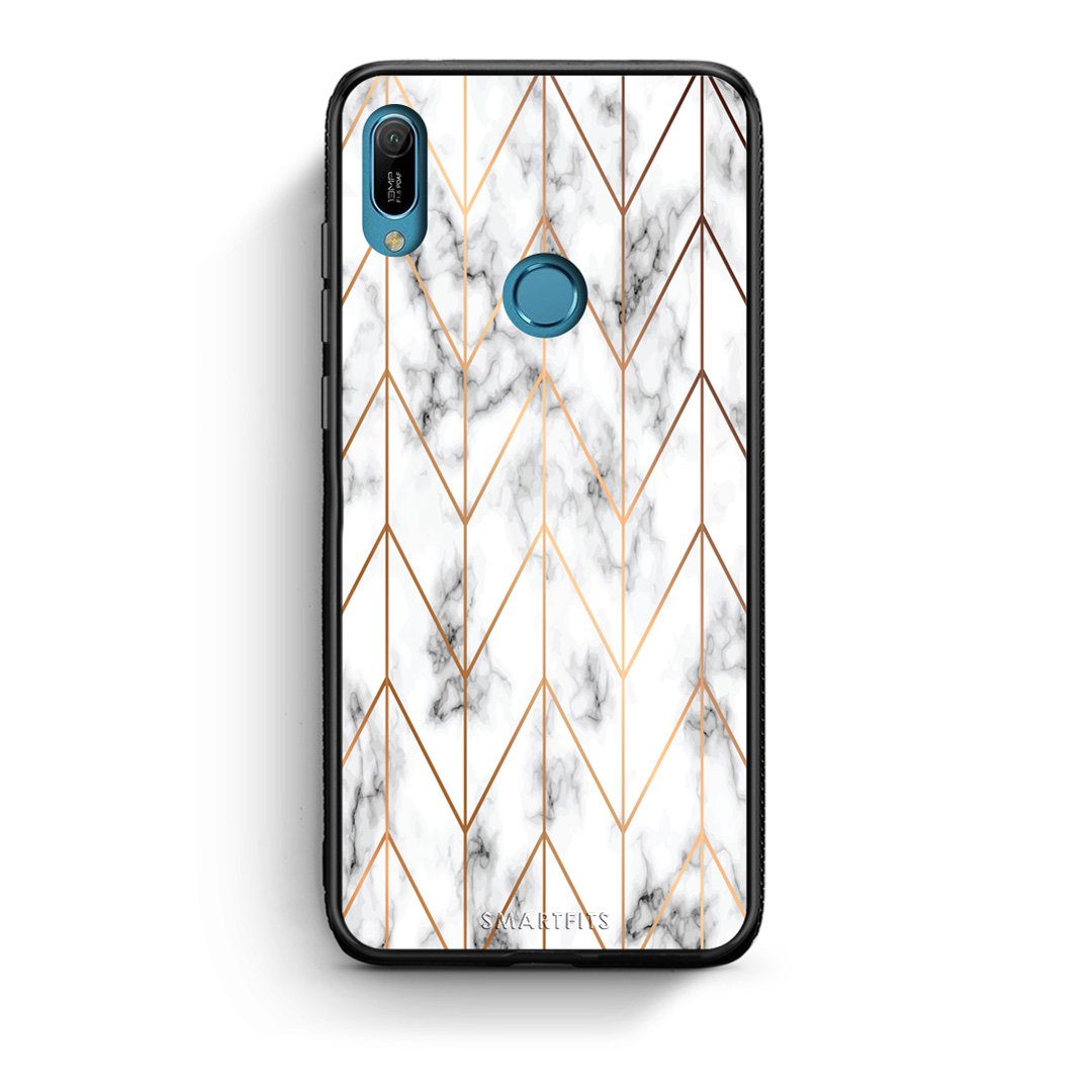 44 - Huawei Y6 2019 Gold Geometric Marble case, cover, bumper