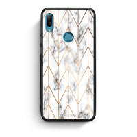 Thumbnail for 44 - Huawei Y6 2019 Gold Geometric Marble case, cover, bumper