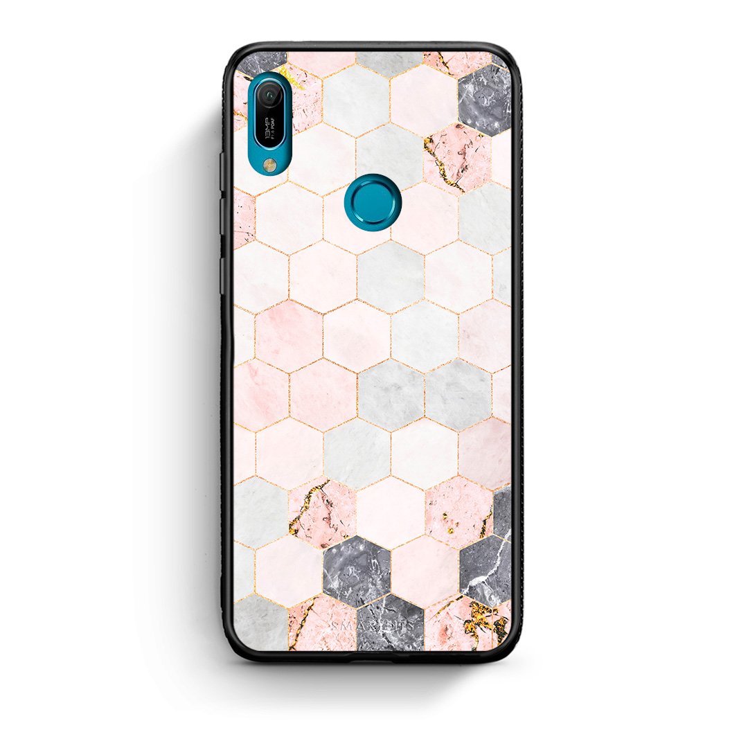 4 - Huawei Y6 2019 Hexagon Pink Marble case, cover, bumper