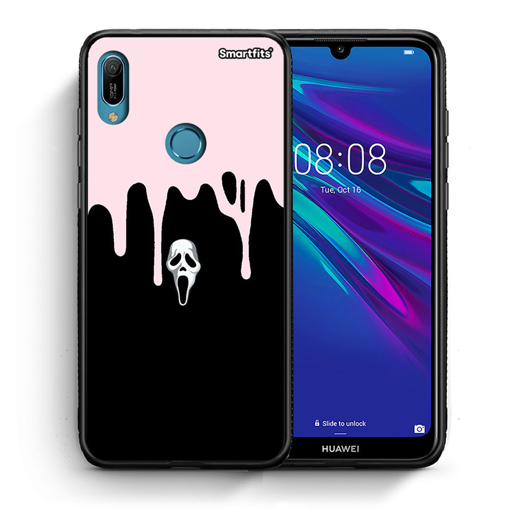 Θήκη Huawei Y6 2019 Melting Halloween Mask από τη Smartfits με σχέδιο στο πίσω μέρος και μαύρο περίβλημα | Huawei Y6 2019 Melting Halloween Mask case with colorful back and black bezels