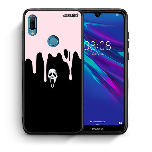 Θήκη Huawei Y6 2019 Melting Halloween Mask από τη Smartfits με σχέδιο στο πίσω μέρος και μαύρο περίβλημα | Huawei Y6 2019 Melting Halloween Mask case with colorful back and black bezels