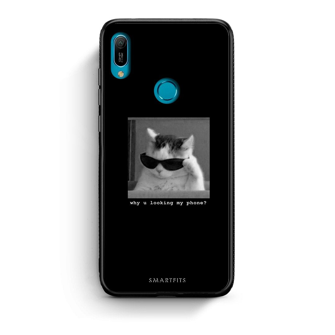 Huawei Y6 2019 Meme Cat θήκη από τη Smartfits με σχέδιο στο πίσω μέρος και μαύρο περίβλημα | Smartphone case with colorful back and black bezels by Smartfits