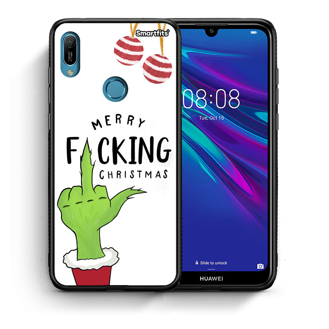 Θήκη Huawei Y6 2019 Merry F Xmas από τη Smartfits με σχέδιο στο πίσω μέρος και μαύρο περίβλημα | Huawei Y6 2019 Merry F Xmas case with colorful back and black bezels