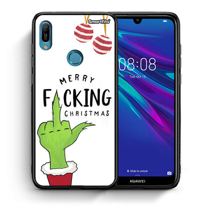 Θήκη Huawei Y6 2019 Merry F Xmas από τη Smartfits με σχέδιο στο πίσω μέρος και μαύρο περίβλημα | Huawei Y6 2019 Merry F Xmas case with colorful back and black bezels